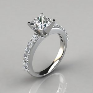 Princess Cut With Side Stone Engagement Ring - PureGemsJewels