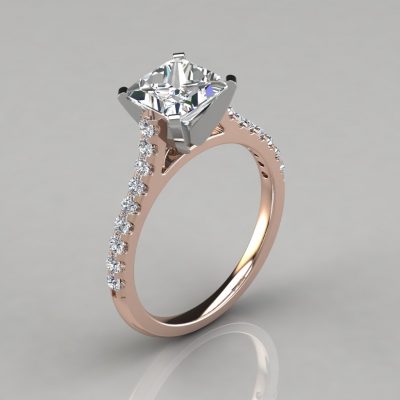 Tall Cathedral Princess Cut Engagement Ring - PureGemsJewels