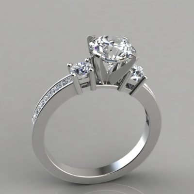 Three Stone Round Brilliant Cut Engagement Ring - PureGemsJewels