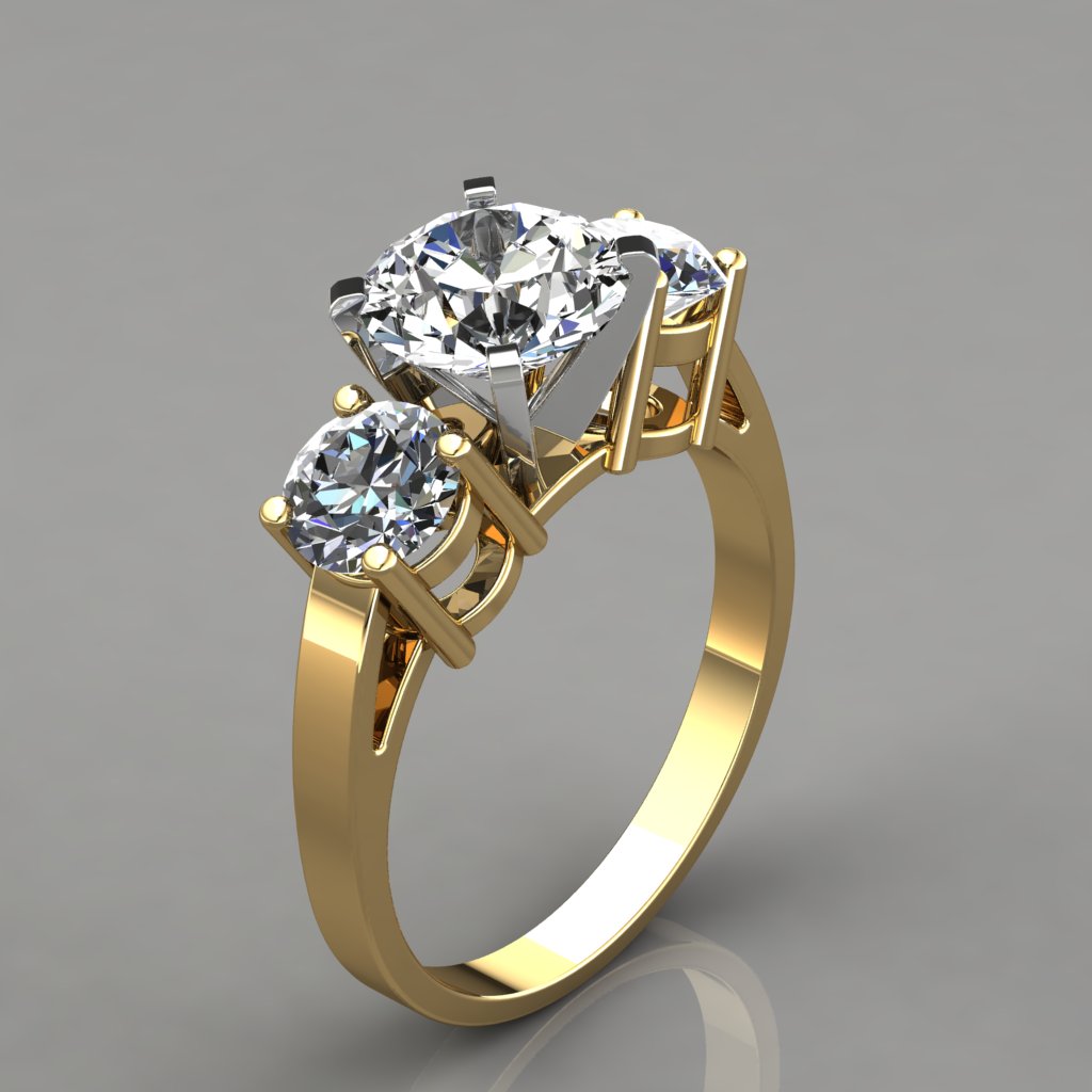 Three-Stone Diamond Ring 3/8 ct tw Princess-cut 10K Yellow Gold | Kay