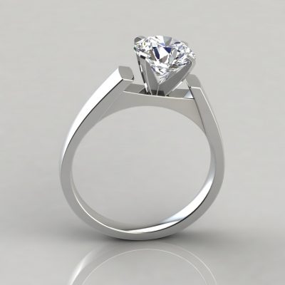 Round Cut Solitaire Cathedral Style Engagement Ring - PureGemsJewels