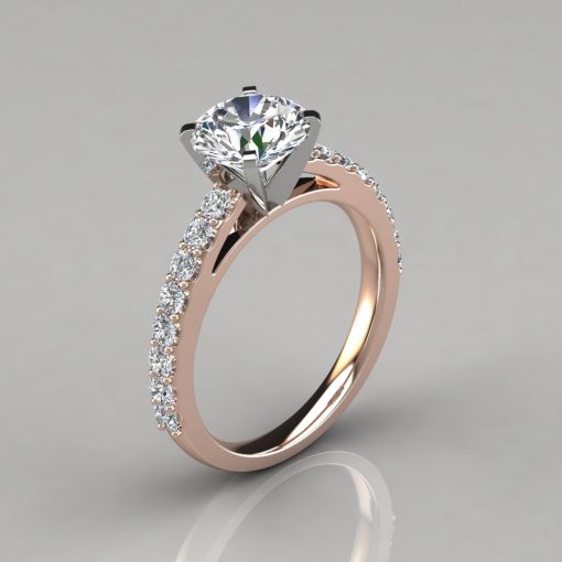 Round Cut Cathedral Style Engagement Ring - PureGemsJewels