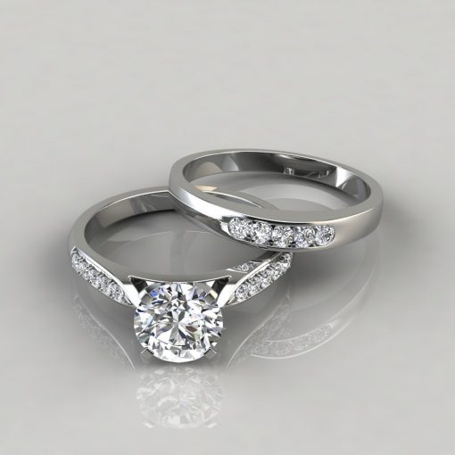 Cathedral Pavé Engagement Ring and Wedding Band Set - PureGemsJewels