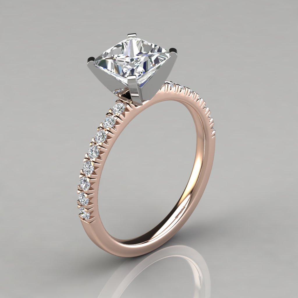 Raw Salt And Pepper Diamond Ring White Gold French Pave Salt And Pepper  Diamond Halo Engagement