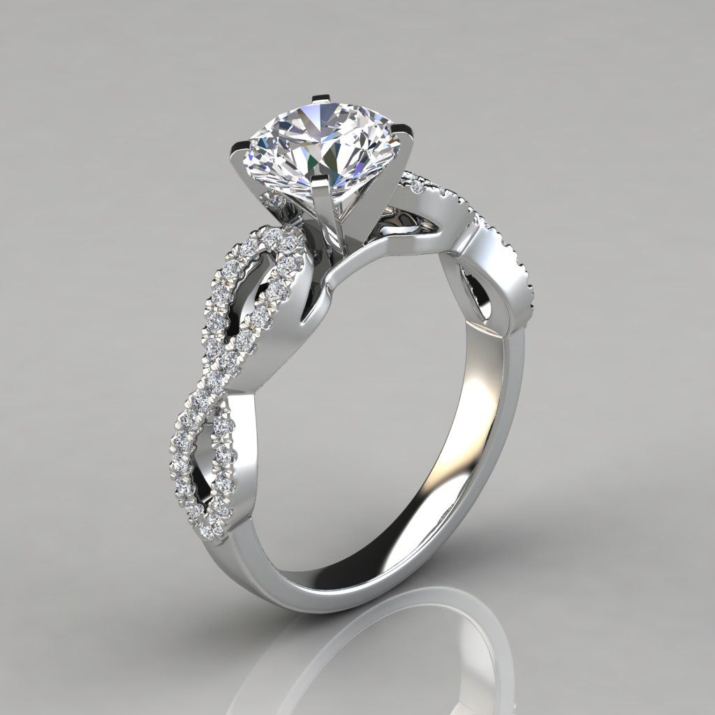 14k White Gold Custom Organic Infinity Diamond Engagement Ring #1383 -  Seattle Bellevue | Joseph Jewelry