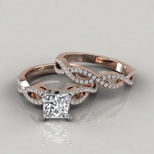 Princess & Round-Cut Diamond Twist Multi-Row Engagement Ring 1 ct tw 14K  White Gold | Kay