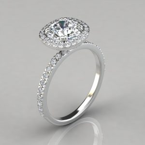 Cushion Outline French Cut Halo Engagement Ring - PureGemsJewels