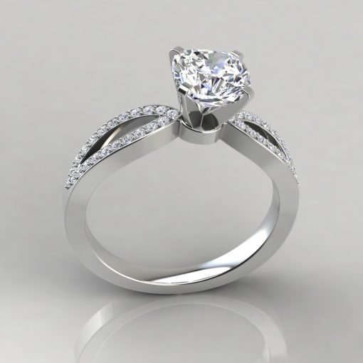 Cushion Cut Split Shank Micropavé Engagement Ring - PureGemsJewels