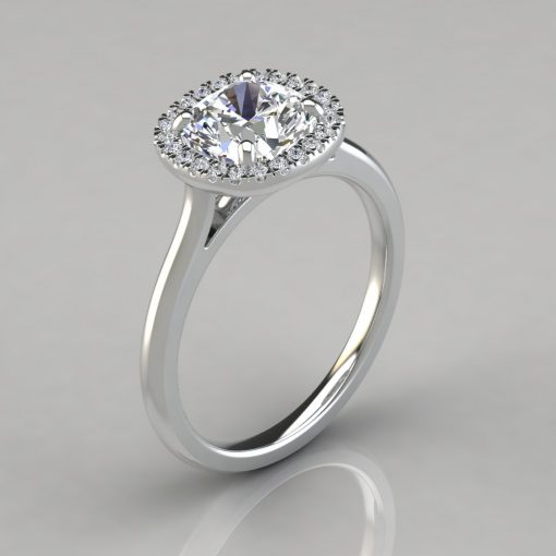 Cushion Engagement Ring with Pave' Set Halo - Nathan Alan