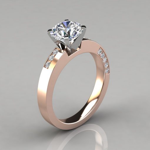 Asymmetric Pavé Round Cut Engagement Ring - PureGemsJewels