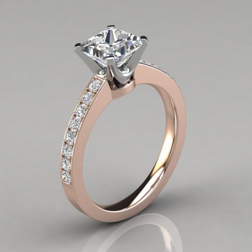 Novo Design Pavé Princess Cut Engagement Ring - PureGemsJewels